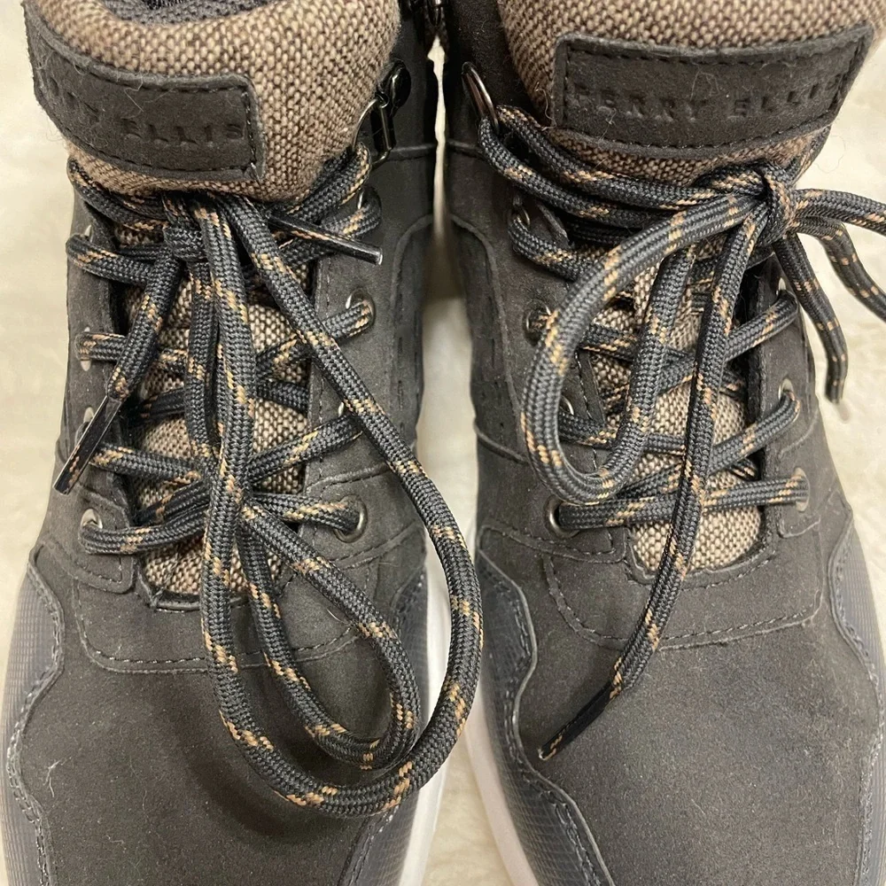 Boys Kids Perry Ellis Gray and Brown High-Top Sneakers Casual Size 6